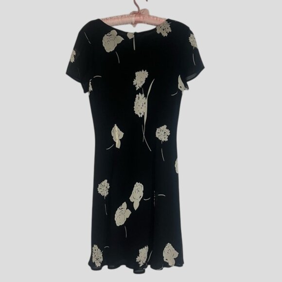 Jones New York 90s Vintage Black & Cream Floral Short Summer Dress - Picture 4 of 14